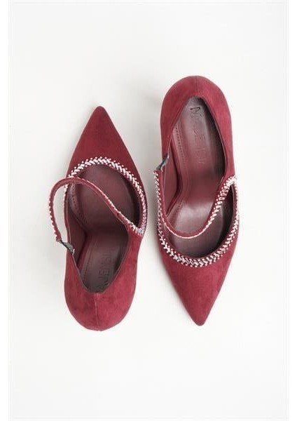 255017 Taşlı Stiletto Bordo Süet indirimleri