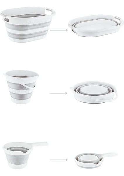 4’lü Katlanabilir Çamaşır Sepeti Seti – 80 Litre Kirli Sepeti, Sele, Su Kovası ve Maşrapa modelleri