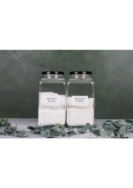 2'li Deterjan Renkliler - Beyazlar Kavanozu Cam 3000 ml Siyah Metal Kapaklı (Tr) fırsatları