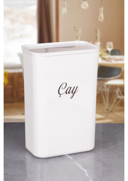 Tekli Beyaz Çay Erzak Saklama Kutusu Vakumlu Kapaklı 3 Lt Akrilik Etiketli modelleri