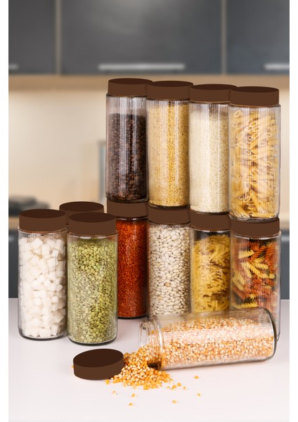 12 Li Jumbo Boy Kapaklı Cam Erzak Kavanozu Saklama Kabı 1500 ml