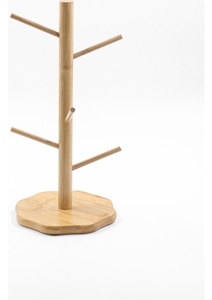 Bambu Kupa Bardak Askısı, Standı, Kahve Fincanı Rafı, Tezgah Üstü Kupa Ağacı, Kupa Ağacı 6 Askılı