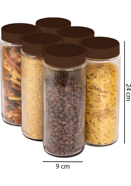 12 Li Jumbo Boy Kapaklı Cam Erzak Kavanozu Saklama Kabı 1500 ml