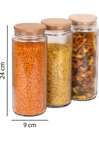 3 Adet Ahşap Vakumlu Kapaklı Cam Kavanoz ve Erzak Saklama Kabı 1500 ml fiyatları