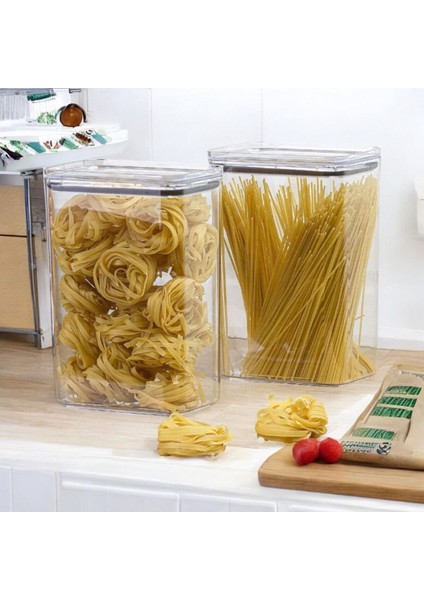 2'li Vakumlu Kapaklı Akrilik Erzak Bakliyat Saklama Kavanozu Kabı/kutusu 3 Litre Etiket Hediyeli