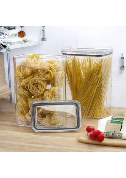 2'li Vakumlu Kapaklı Akrilik Erzak Bakliyat Saklama Kavanozu Kabı/kutusu 3 Litre Etiket Hediyeli fiyatları