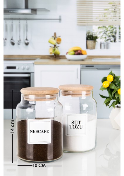2'li Ahşap Vakumlu Kapaklı Nescafe Süt Tozu Kavanozu Cam 1000 ml fiyatları