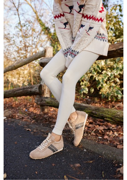 Tella Kadın Bej Gercek Suet Bagcıklı Taşli Sneaker fırsatları