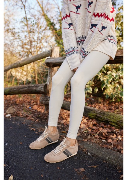 Tella Kadın Bej Gercek Suet Bagcıklı Taşli Sneaker indirimleri