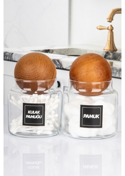 2 Li Kulak Pamuğu ve Pamuk Kavanozu Top Kapaklı 500 ml modelleri