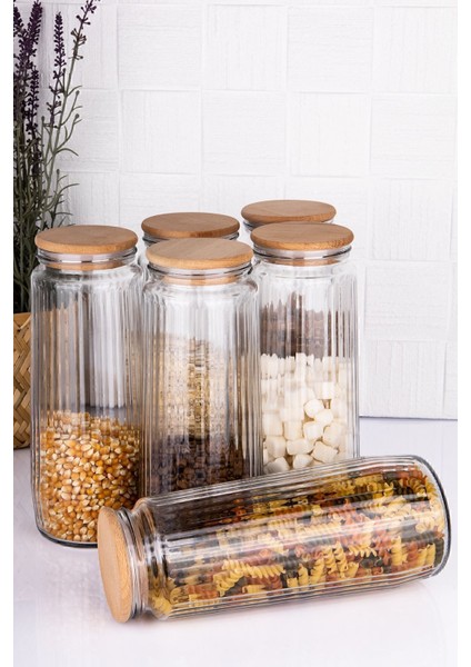 6'lı Cam Kavanoz Seti Vakum Kapaklı Büyük Boy Erzak Bakliyat Seti 1500 ml fiyatları