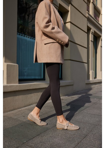 Gallo Kadın Bej Gercek Deri Suet Komple Taş Babet fırsatları