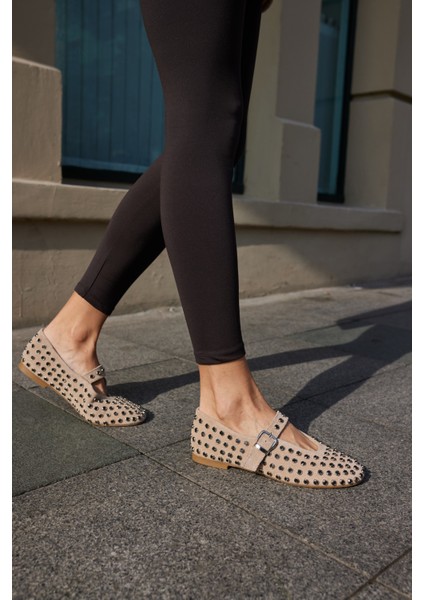 Gallo Kadın Bej Gercek Deri Suet Komple Taş Babet indirimleri