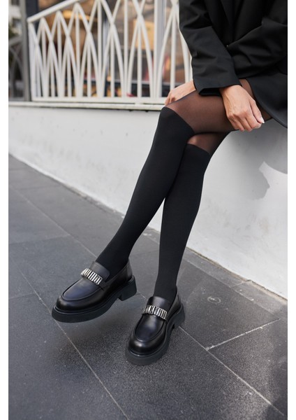 Brokly Kadın Siyah Gercek Deri Loafer Ayakkabi fırsatları