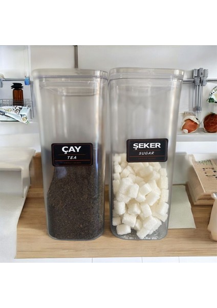 2'li Vakum Kapaklı Etiketli Çay Şeker Akrilik Kavanoz Saklama Kabı 3 Lt fırsatları