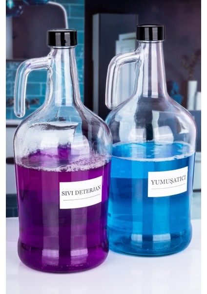 Dekoratif Cam 2'li 3 Lt Sıvı Deterjan ve Yumuşatıcı Şişesi 3 Lt fiyatları