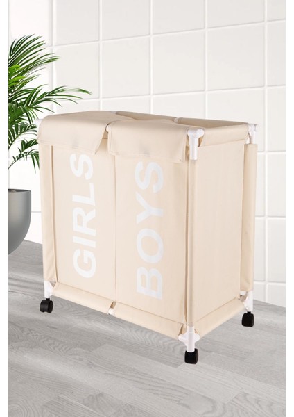 2 Bölmeli Katlanabilir Bez Kirli Çamaşır Sepeti Erkekler Kadınlar Için Özel Bölmeli modelleri