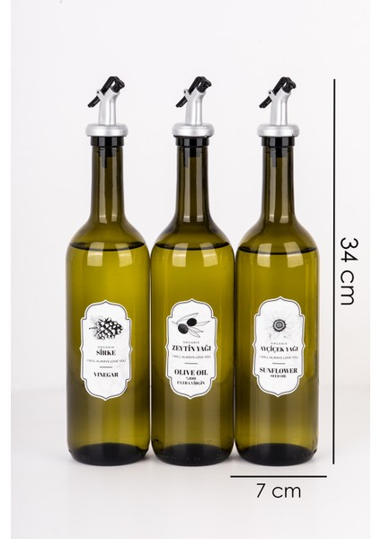 3'lü Sızdırmaz Kapak Cam Ayçiçek ve Zeytinyağı Etiketli Sosluk Sirkelik Yağdanlık Seti 800 ml fiyatları