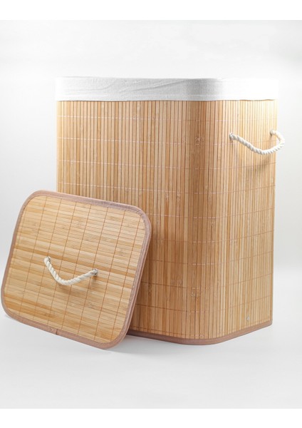 Katlanır Naturel Dikdörtgen Banyo Doğal Bambu 2 Gözlü Renkli Beyaz Çamaşır Kirli Sepeti Oyuncak Sep fiyatları