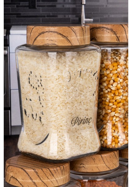 6 Lı 1100 ml Cam Kavanoz Erzak Saklama Kabı Özel Seri Işlemeli ve Etiket Hediyeli fiyatları