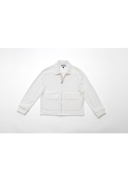 Erkek Triko Örme Fermuarlı Bol Kesim Boxy Fit Ceket Gömlek Overshirt