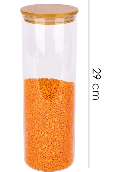 12'li Jumbo Boy Borosilikat Cam Bambu Vakum Kapaklı Spagetti Erzak Kavanozu 2200 ml fırsatları