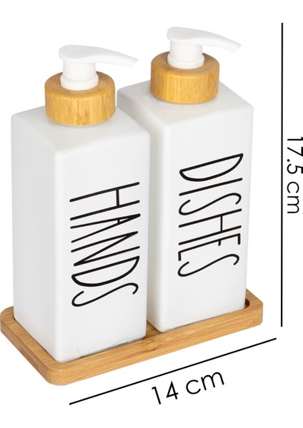 2'li Bambu Altlıklı Bambu Pompalı Sabunluk Deterjanlık 350 ml Kare Cam fırsatları