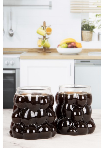 2 Adet Üzüm Model Borosilikat Kokteyl ve Soğuk-Sıcak Kahve Bardağı Pipet Hediyeli 350 ml modelleri