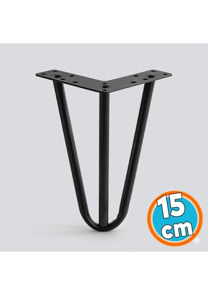 Mobilya Ayağı Üçgen Modern Tasarım Koltuk Sehpa Masa Tv Ünitesi Uyumlu 15 cm Siyah Metal