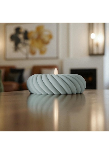 4’lü Spiral Tasarım Plastik Mumluk Seti – Siyah, Gri, Beyaz ve Açık Mavi – Tealight Uyumlu Dekoratif Masa Üstü Mumluk 8 cm modelleri