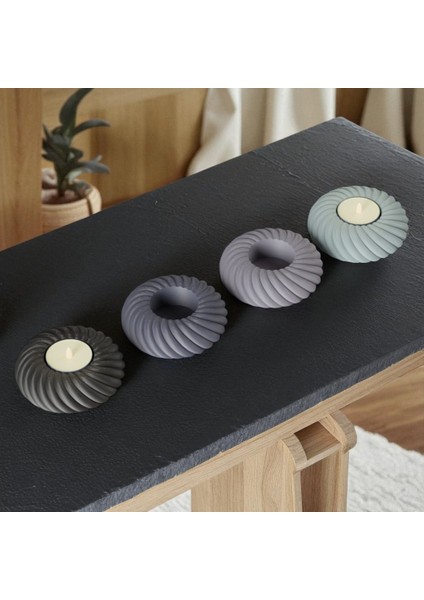 4’lü Spiral Tasarım Plastik Mumluk Seti – Siyah, Gri, Beyaz ve Açık Mavi – Tealight Uyumlu Dekoratif Masa Üstü Mumluk 8 cm fırsatları
