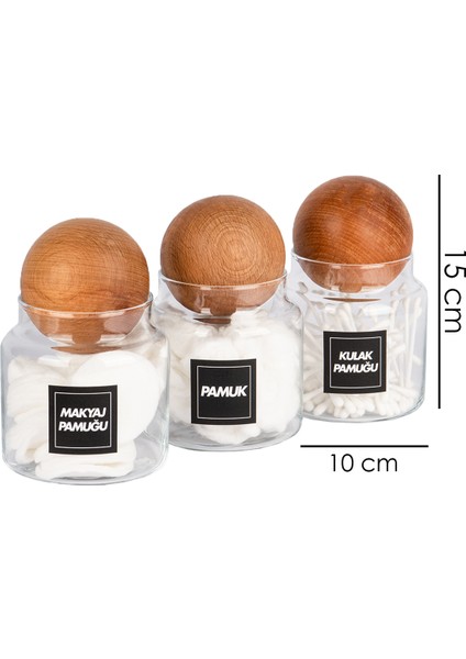 3'lü Kulak Pamuğu ve Pamuk Kavanozu Top Kapaklı 500 ml fırsatları