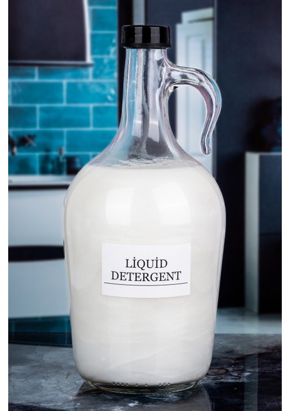 Dekoratif Cam Sıvı Deterjan Şişesi Siyah Kapak 1.5lt (Ing)