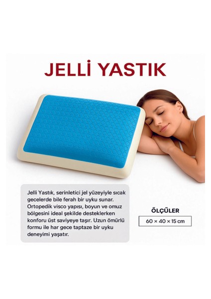 Jelli Yastık,yastık, Çift Taraflı,terletmeyen Ortopedik Yastık Serinleten Visco Yastık Jelli Yastık