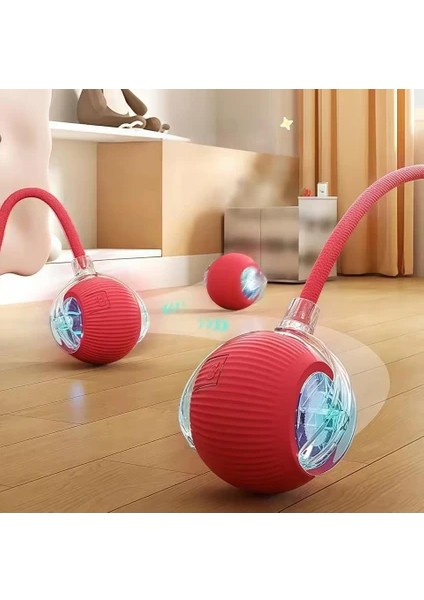 Akıllı Kedi Oyuncağı, USB Şarjlı, LED Işıklı, 3 Modlu, Otomatik Yuvarlanan Top,İnteraktif