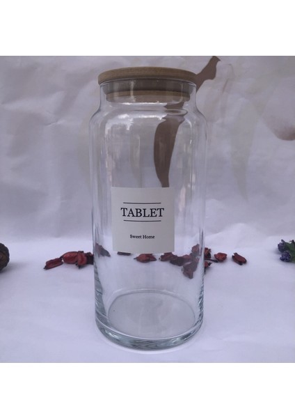 Ahşap Vakumlu Bambu Kapaklı Bulaşık Makinesi Pamuk Kavanozu Cam 1440 ml modelleri