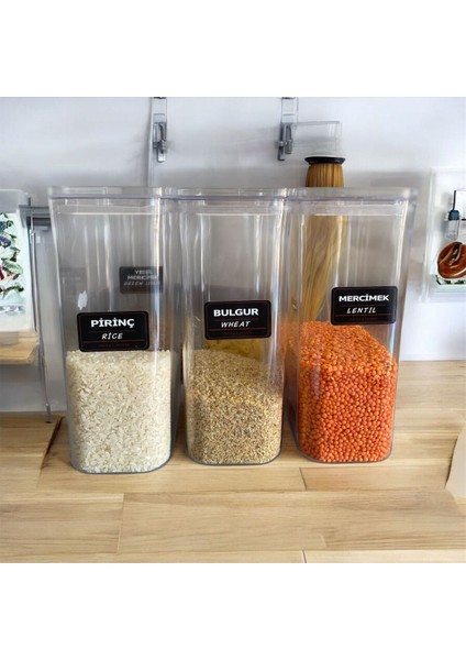 6'lı Etiketli Erzak Bakliyat Kiler Dolap Mutfak Düzenleyici Saklama Kabı Seti 3000 ml fiyatları