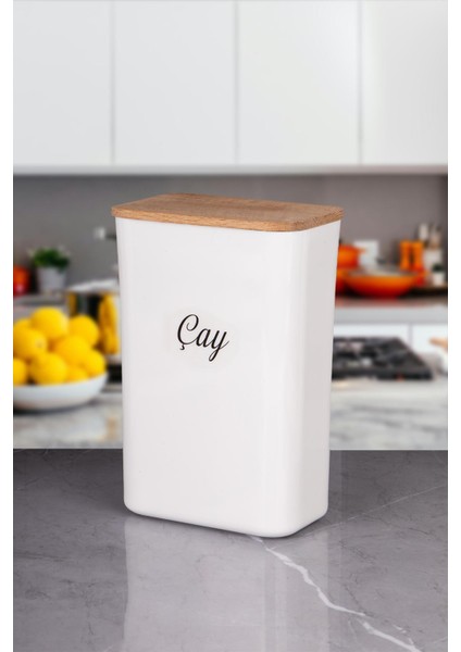 6'lı Beyaz Erzak Saklama Kutusu Ahşap Vakumlu Kapaklı 3 Lt Akrilik Etiketli indirimleri