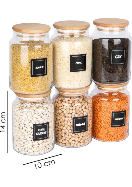 6'lı Ahşap Vakumlu Kapaklı Cam Erzak Kavanozu Saklama Kabı fiyatları