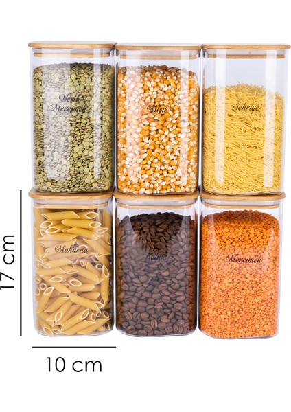 6'lı Bambu Vakum Kapaklı Borosilikat Cam Kavanoz Erzak Saklama Kabı 1200 ml fırsatları