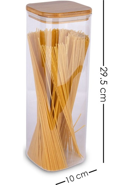 3 Lü Jumbo Boy Borosilikat Cam Bambu Vakum Kapaklı Makarna Erzak Kavanozu 2200 ml fiyatları