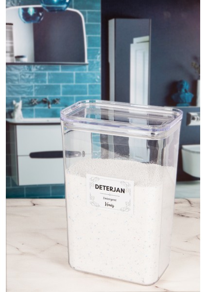 3'lü Ölçekli Etiketli Deterjan Renkliler - Beyazlar - Tablet Kavanozu Kutusu Düzenleyici 2 Lt fırsatları