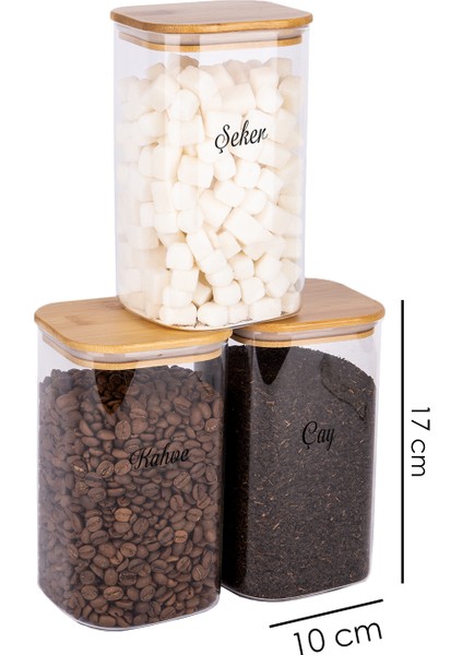 3'lü Bambu Vakum Kapaklı Borosilikat Cam Kavanoz Erzak Saklama Kabı 1200 ml fırsatları