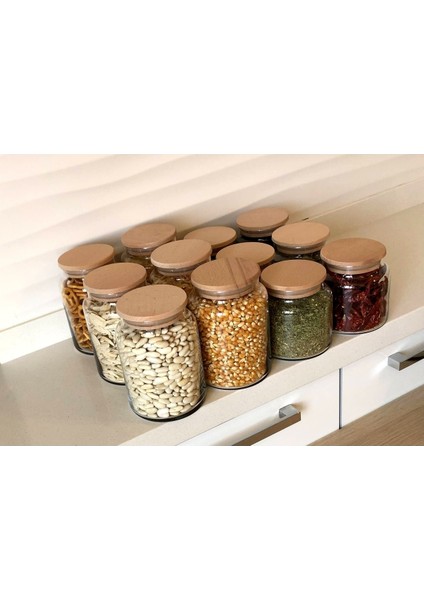 12'li Vakum Kapaklı Cam Kavanoz Erzak Kabı 111 Adet Etiket fiyatları