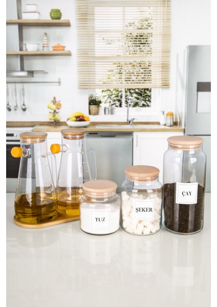 6 Parça Masterchef Bambu Stantlı Yağdanlık ve 3’lu Çay Şeker Tuz Kavanoz Seti 6’lı fırsatları