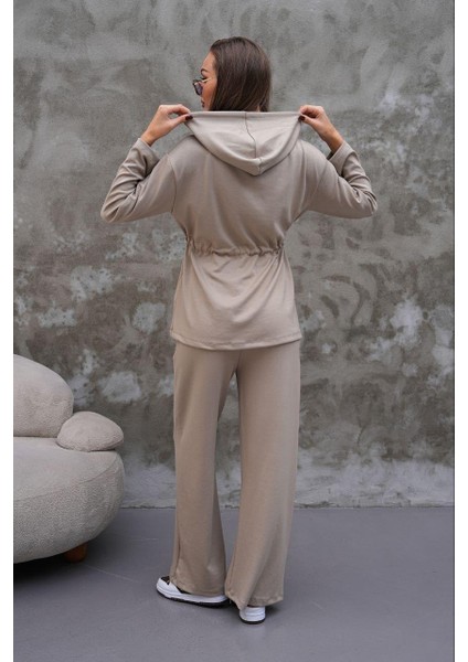 Bel Büzgülü Cep Detaylı Fermuarlı Modal Ikili Takım
