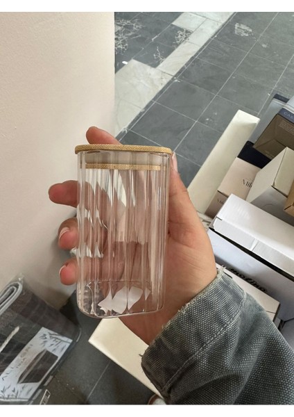 12'li Bambu Vakum Kapaklı Pinterest Tasarım Baharatlık, Borosilikat Cam Mini Kavanoz 12 Adet