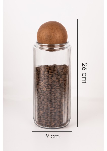 Ahşap Top Kapaklı Dekoratif Çay,kahve,şeker,tuz Saklama Kavanozu 1500 ml Cam modelleri