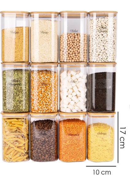 12'li Bambu Vakum Kapaklı Borosilikat Cam Kavanoz Erzak Saklama Kabı 1200 ml fiyatları