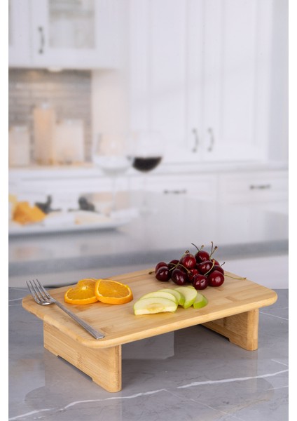 Bambu Ayaklı Kesme Tahtası, Bambu Doğrama Tahtası, Ayaklı Sunum Tahtası